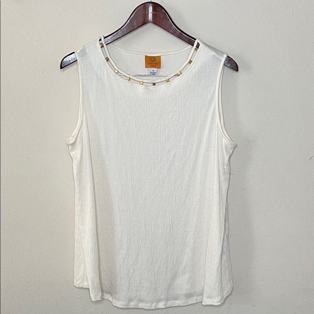 Ruby Rd. Tank Top Blouse Cream Gold Size 1X